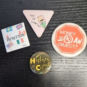 Lot of 4 Vintage 80s Colorful Graphics Streetwear Pins For Denim/bags/backpacks